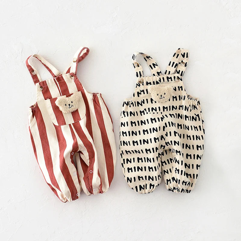 Kidsclick Baby Striped Romper with Bear Design – Cute Infant Jumpsuit