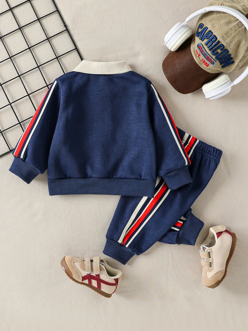 2Pcs 2025 New Style Autumn Winter Baby Boys Long Sleeve Sweatshirt &Pant Casual Sports Suit Western Fashion Clothes Set For 1-3Y