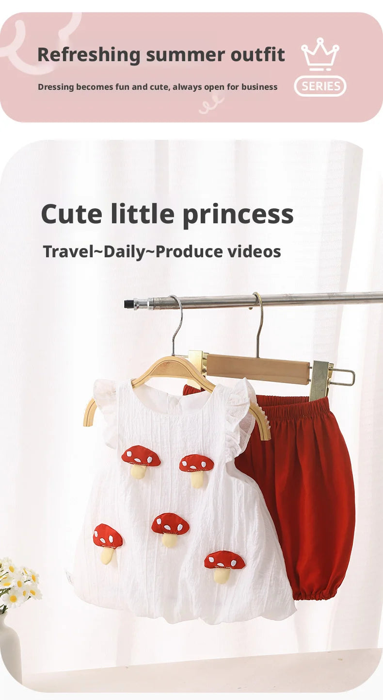 【Youqi】Chinese 0-2 Year Old Baby Girl Outfit Short-Sleeve Shorts Set New Style Baby Top Two-Piece Set Children's Fashionable Outfit