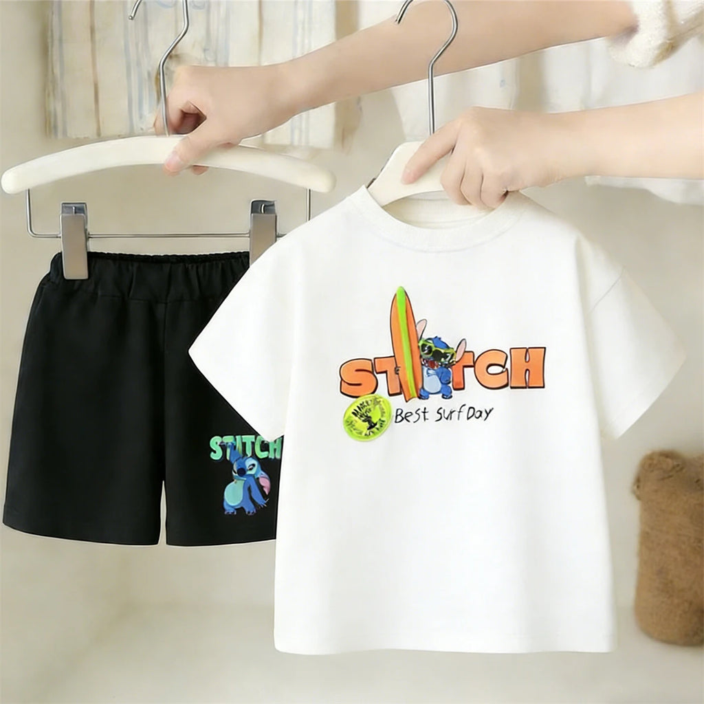 Kidsclick Kids’ Mickey Mouse T-Shirt & Shorts Set – Summer 2-Piece Outfit (Green Tee & Black Shorts)