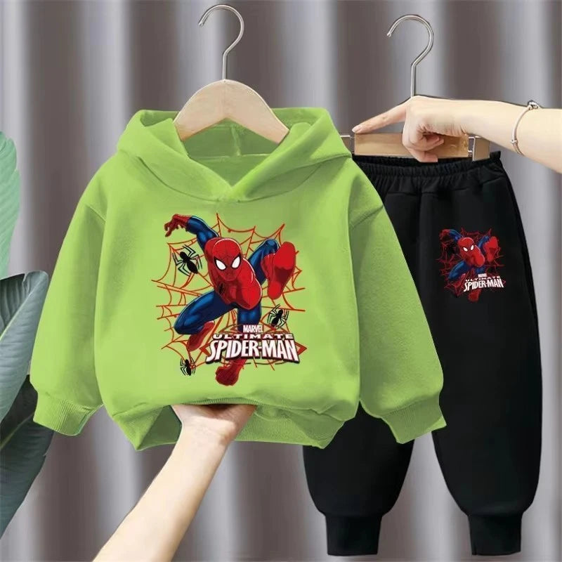 Marvel Spring Autumn Children's Clothing Sets Boys Cartoon Sweatshirt+Sweatpant 2pcs Kids Hooded Sport Pullover Set Tracksuit