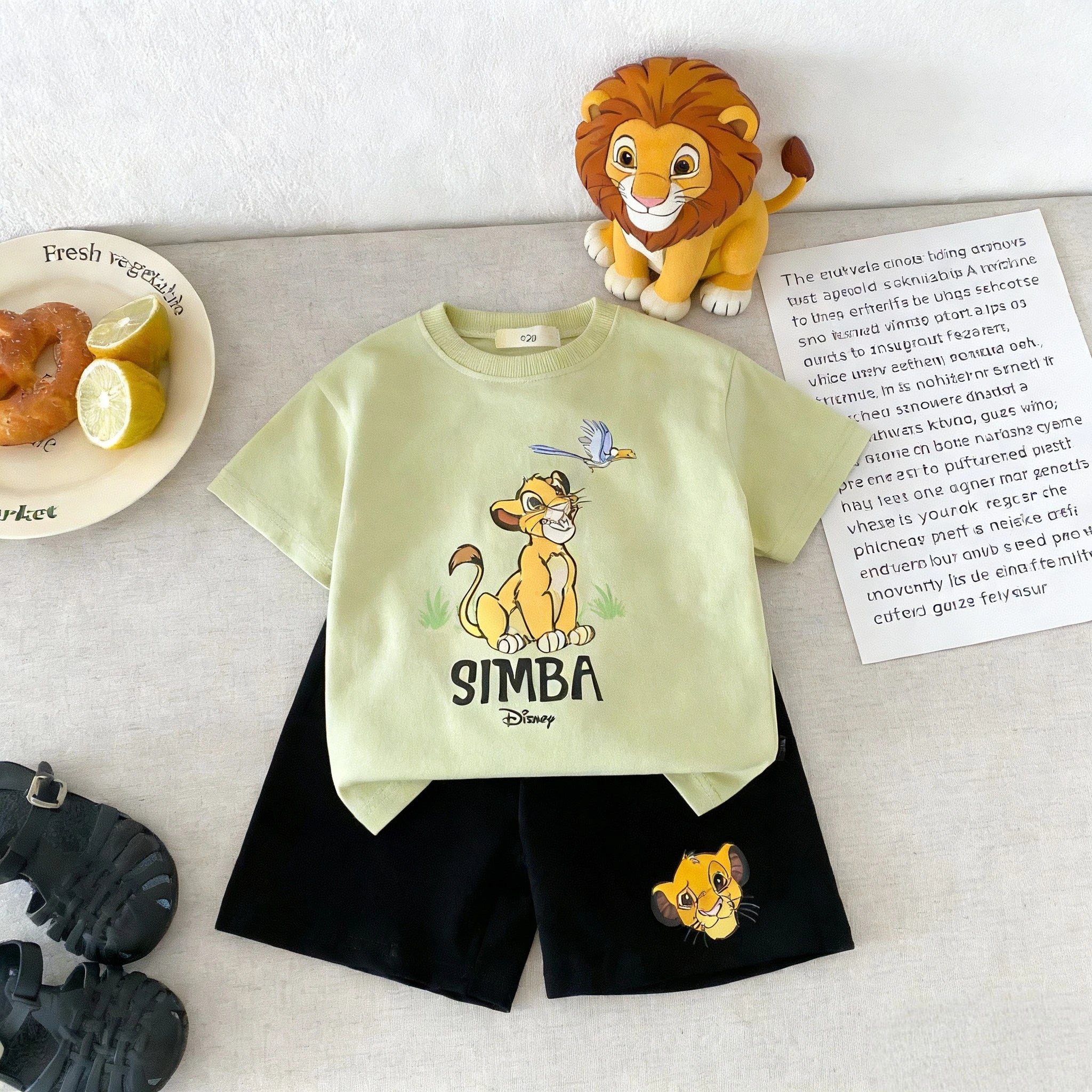 Kidsclick Boys’ Simba Cartoon T-Shirt & Shorts Set – Summer 2-Piece Outfit (Toddlers)
