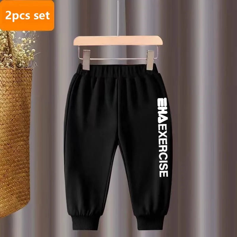 Autumn Baby Girls Clothes Set Letter Printed Pullover Sweatshirts Top And Pants Bottom 2 Pieces Suit Kid Children Boy Tracksuits