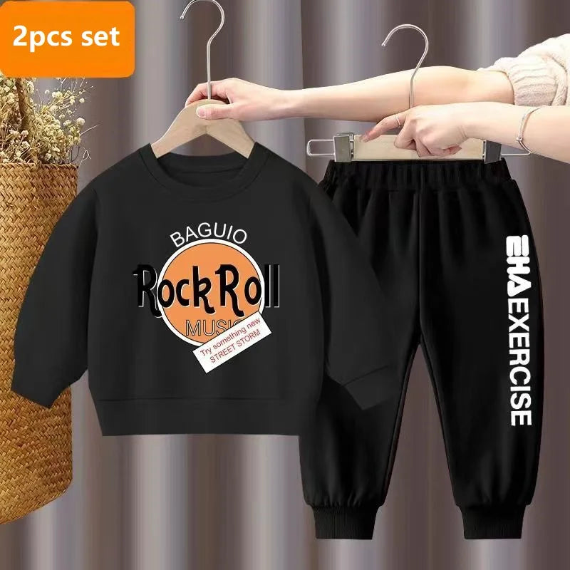 Autumn Baby Girls Clothes Set Letter Printed Pullover Sweatshirts Top And Pants Bottom 2 Pieces Suit Kid Children Boy Tracksuits