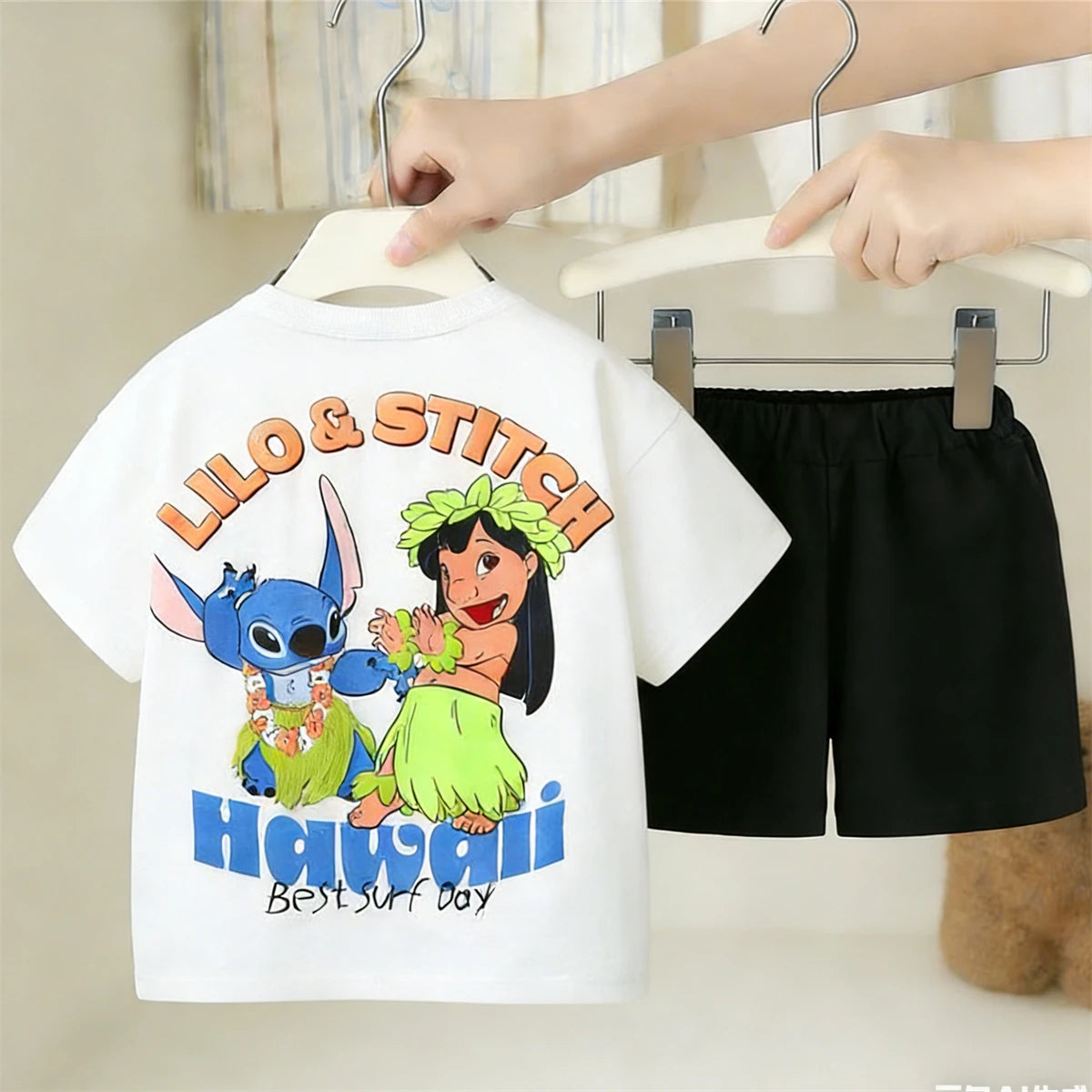 Kidsclick Kids’ Mickey Mouse T-Shirt & Shorts Set – Summer 2-Piece Outfit (Green Tee & Black Shorts)