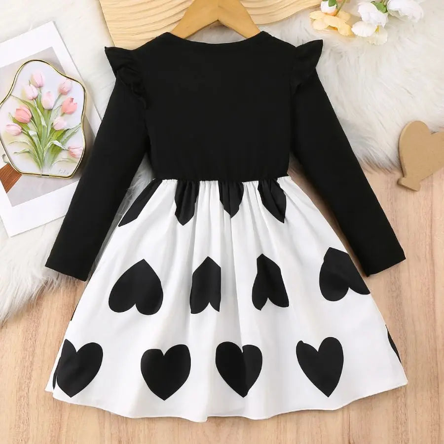 Kidsclick Girls Heart Print Princess Dress – Cute Party & Holiday Dress (2–6 Years)