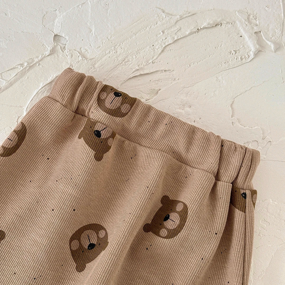 Korean Style Baby Boy Girl Clothes Set Breathable Fabric Bear Embroidery Pullover+All-over Bear Print Pants Infant Casual Outfit