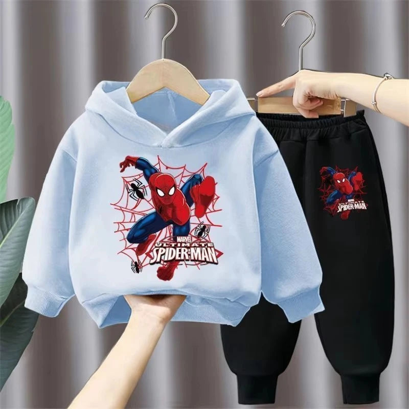 Marvel Spring Autumn Children's Clothing Sets Boys Cartoon Sweatshirt+Sweatpant 2pcs Kids Hooded Sport Pullover Set Tracksuit