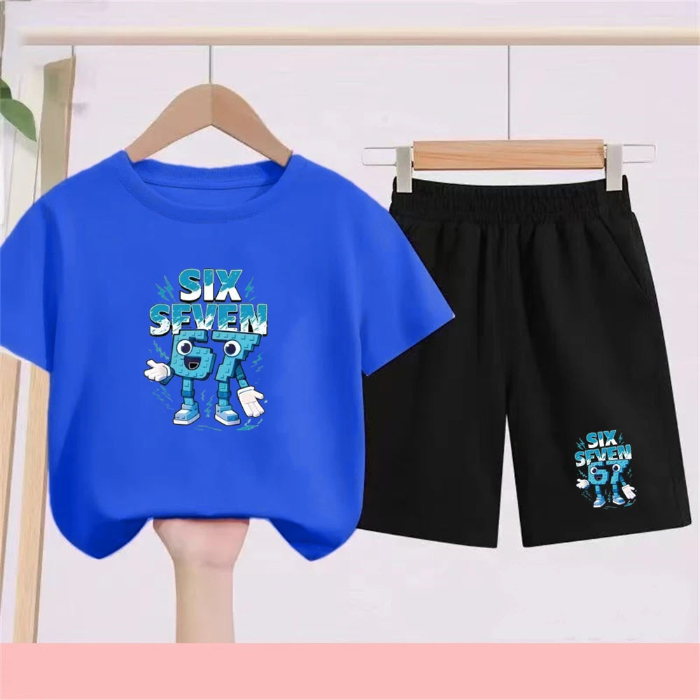 Kidsclick Kids’ Black 2-Piece Sports T-Shirt & Shorts Set – Summer Casual Outfit (Boys & Girls)