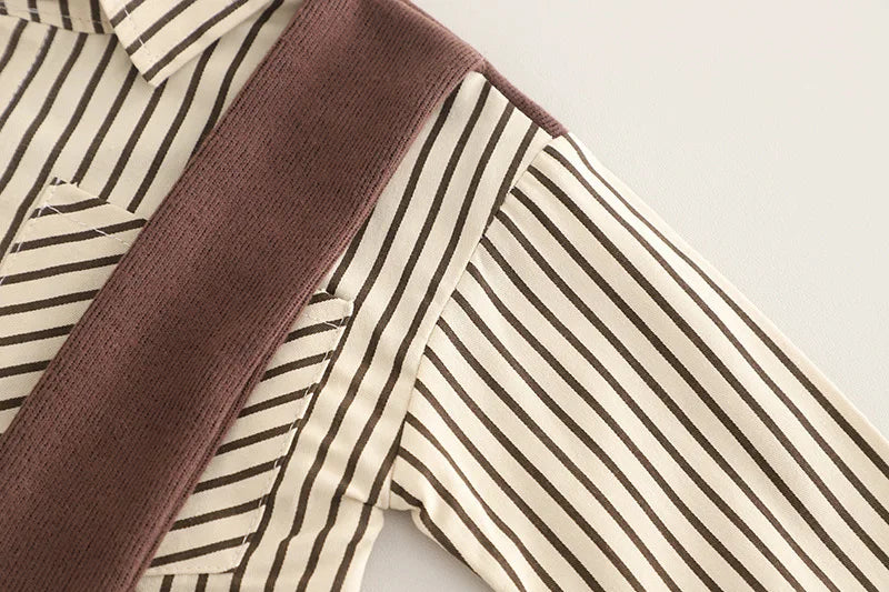 Kidsclick Boys’ Striped Long Sleeve Shirt & Pants Set – Spring/Autumn 2-Piece Casual Outfit (Infants & Toddlers)