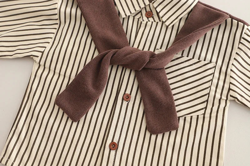 Kidsclick Boys’ Striped Long Sleeve Shirt & Pants Set – Spring/Autumn 2-Piece Casual Outfit (Infants & Toddlers)