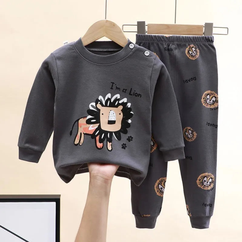 Dinosaur Printed Baby Boys Home Clothes Two Piece Set Autumn Winter Inner Wear Long Sleeve Set Toddler Costume Kids Pajamas