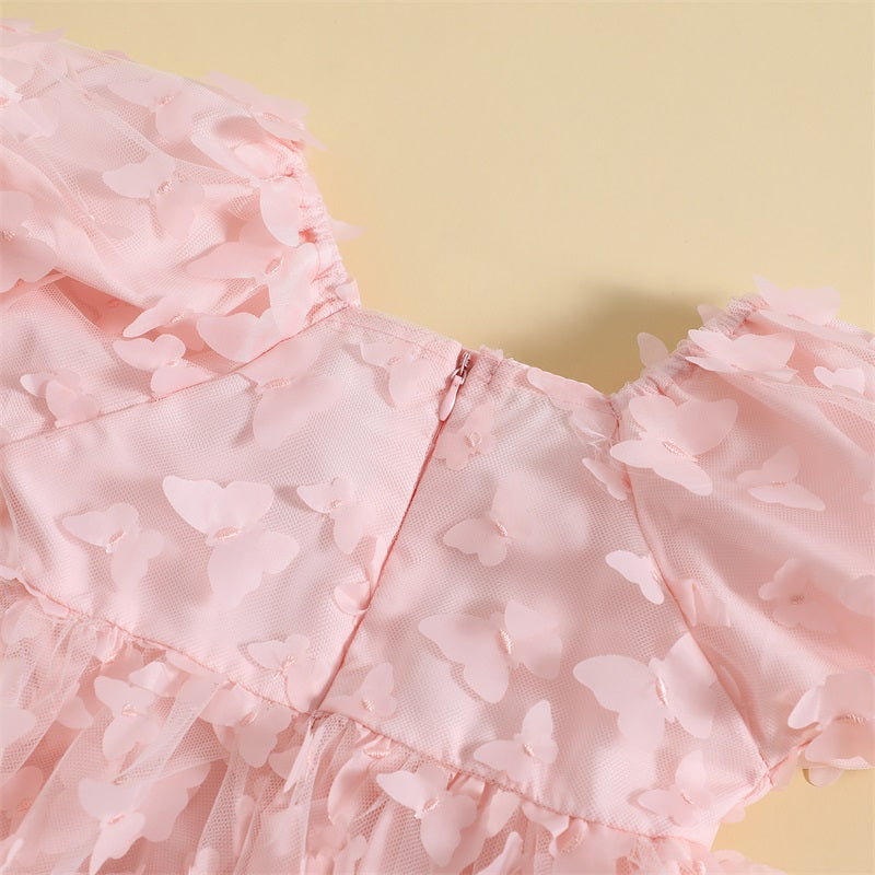 Kidsclick Baby Girl Butterfly Tulle Princess Dress – Puff Sleeve Summer Party Dress