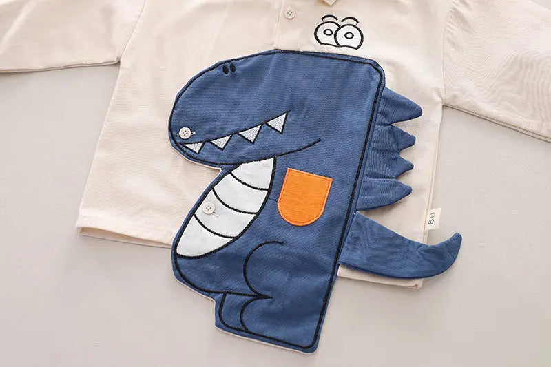 Kidsclick Boys’ Dinosaur Cotton Shirt & Jeans Set – Spring 2-Piece Casual Outfit (Ages 1-5 Years)