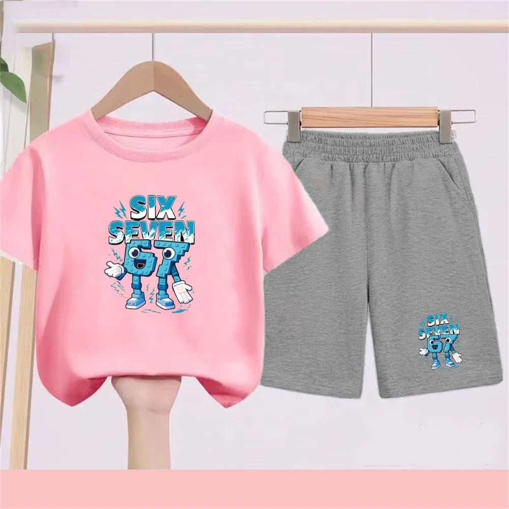 Kidsclick Kids’ Black 2-Piece Sports T-Shirt & Shorts Set – Summer Casual Outfit (Boys & Girls)