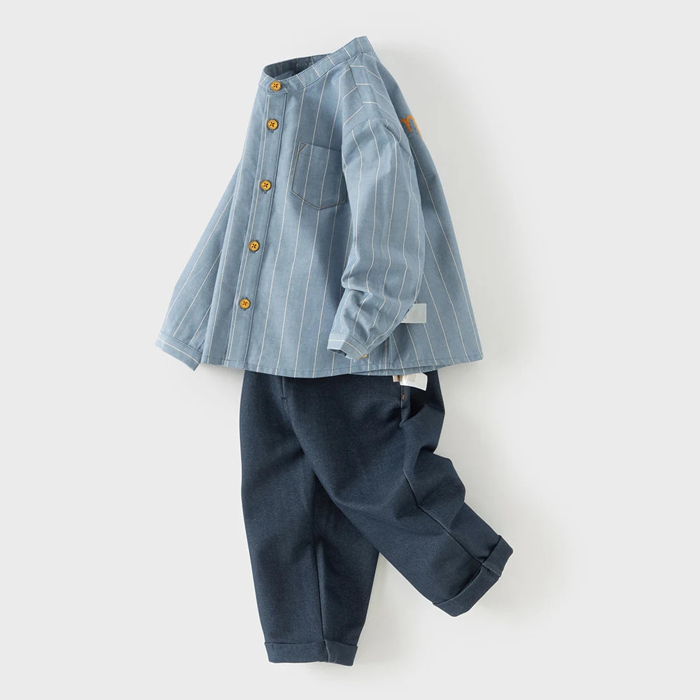 Kidsclick Boys’ Cotton Shirt & Pants Set – Spring 2-Piece Casual Outfit (Toddlers & Kids)