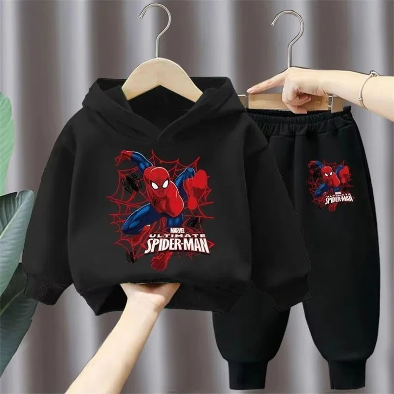 Marvel Spring Autumn Children's Clothing Sets Boys Cartoon Sweatshirt+Sweatpant 2pcs Kids Hooded Sport Pullover Set Tracksuit