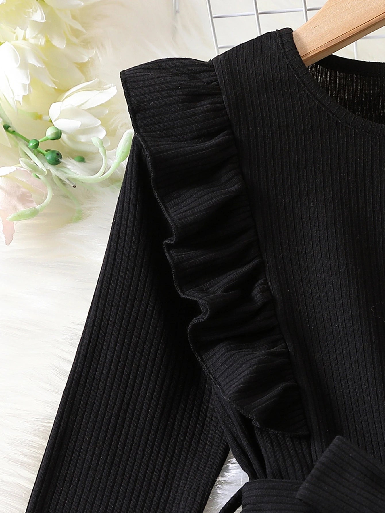 Girls Black Velvet Dress with Butterfly Design Autumn Winter Sweet Cool Princess Style Knitted Panel Velvet Skirt for Kids