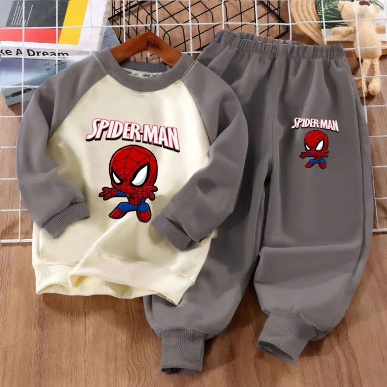 MARVEL Fashion Cartoon Print Boys Spliced Sweatshirt 2-piece Sets Kids O Neck Hoodies and Long Pant 2pcs Set Kids Sport Clothes