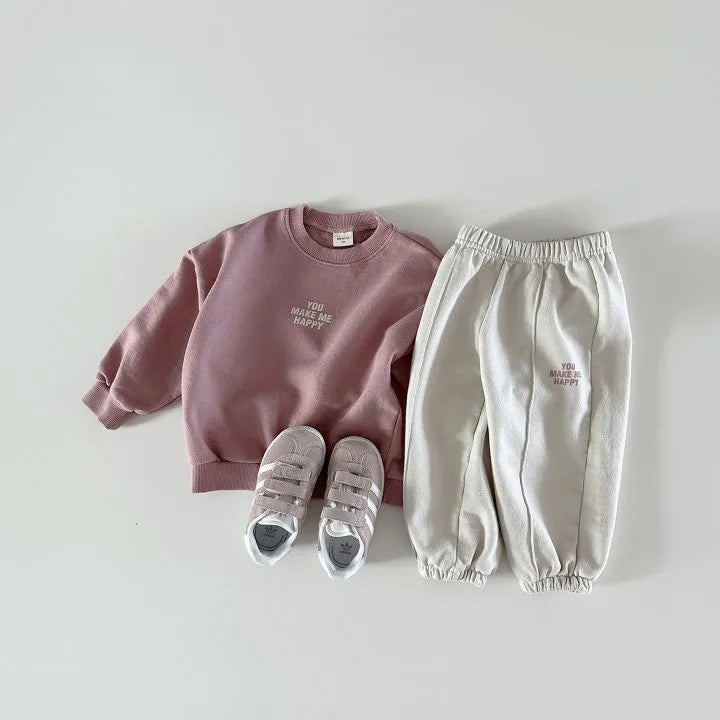 2025 Autumn Children Clothing Set Korean Boys Long Sleeve Sweater+Pants Suit Baby Girls Casual 2PCS Spring Tracksuit Leisure Set