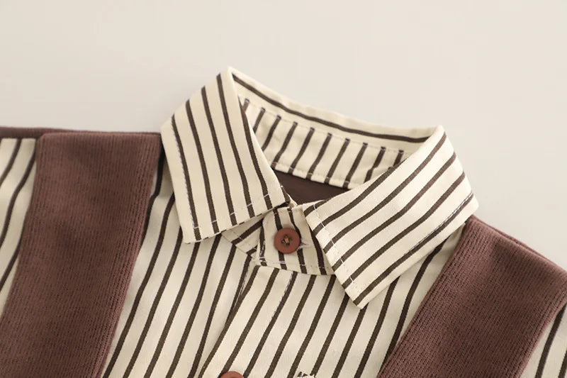 Kidsclick Boys’ Striped Long Sleeve Shirt & Pants Set – Spring/Autumn 2-Piece Casual Outfit (Infants & Toddlers)