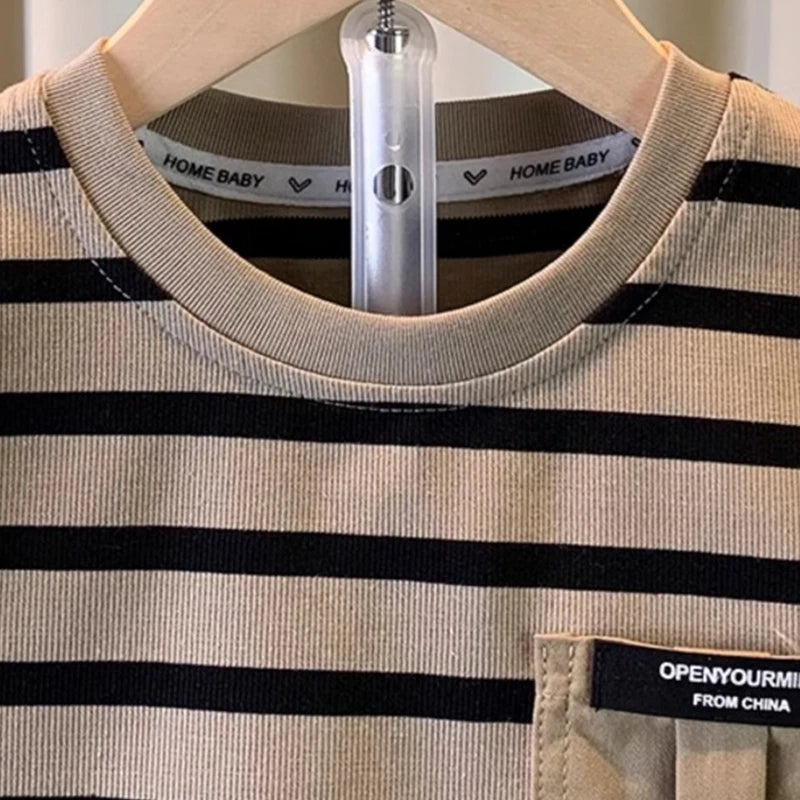 Kidsclick Boys’ Striped T-Shirt & Shorts Set – Summer 2-Piece Outfit (Ages 0-5 Years)