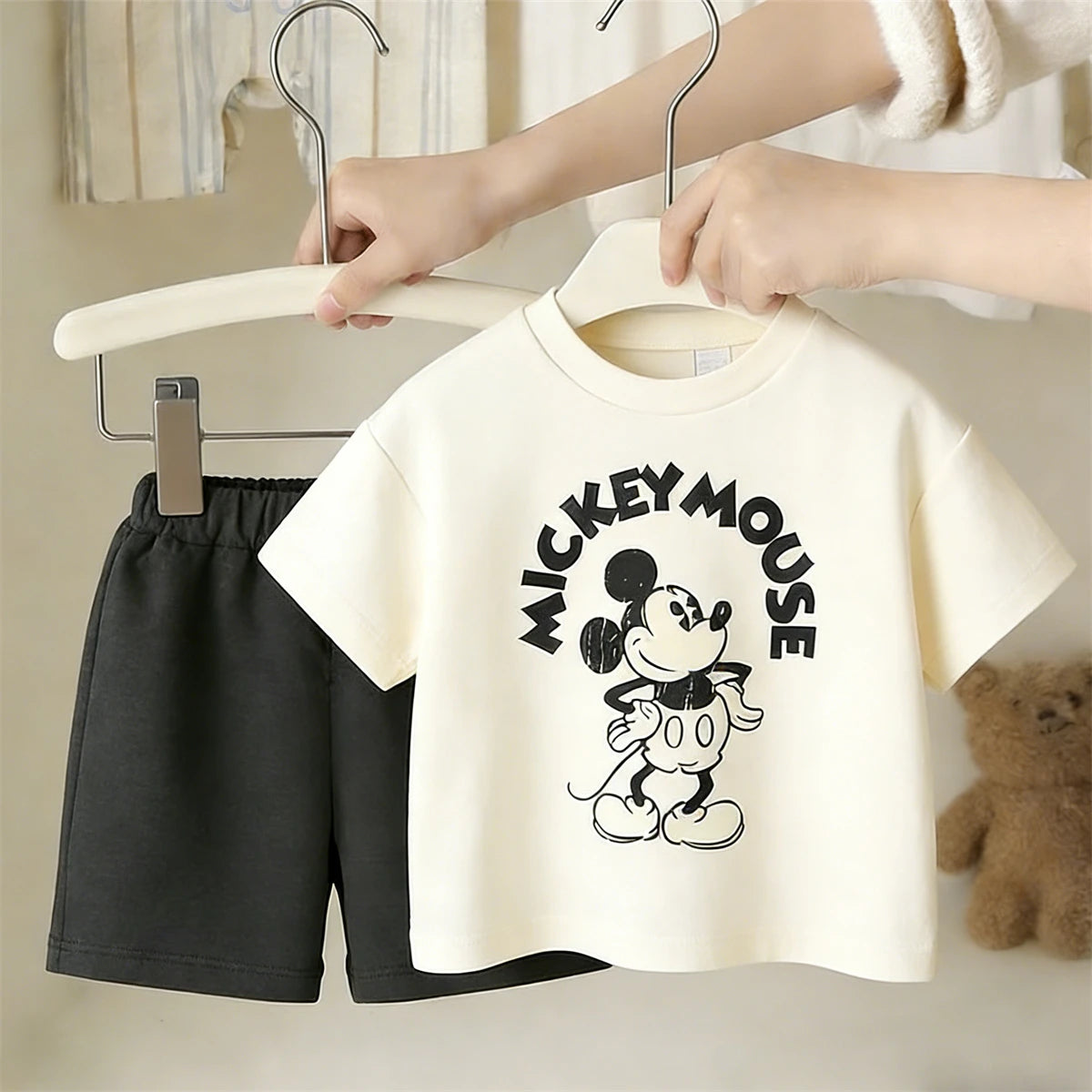 Kidsclick Kids’ Mickey Mouse T-Shirt & Shorts Set – Summer 2-Piece Casual Outfit (Boys & Girls)