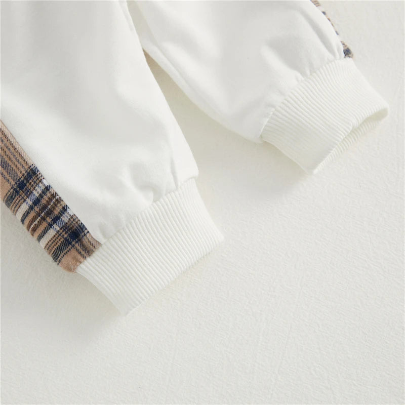 VISgogo Baby Girl Boy Clothes Spring Fall Outfits Long Sleeve Plaid Bear Sweatshirt Tops and Pants 2Pcs Casual Tracksuits