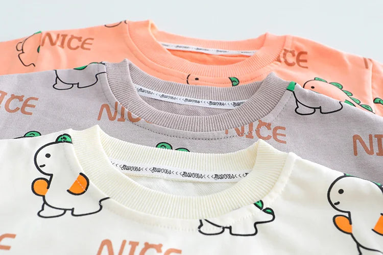 Kidsclick Kids’ Cartoon T-Shirt & Pants Set – Spring/Autumn 2-Piece Casual Outfit (Toddlers 1-5 Years)