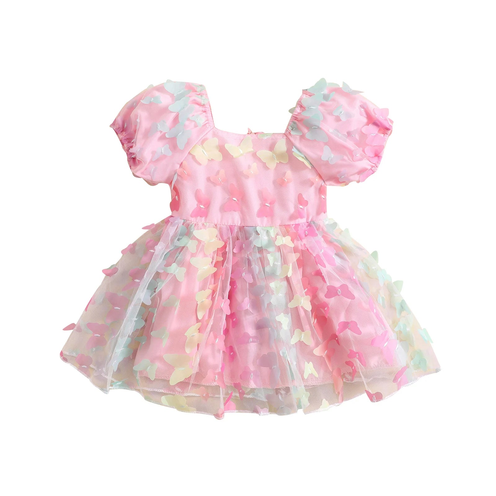 Kidsclick Baby Girl Butterfly Tulle Princess Dress – Puff Sleeve Summer Party Dress