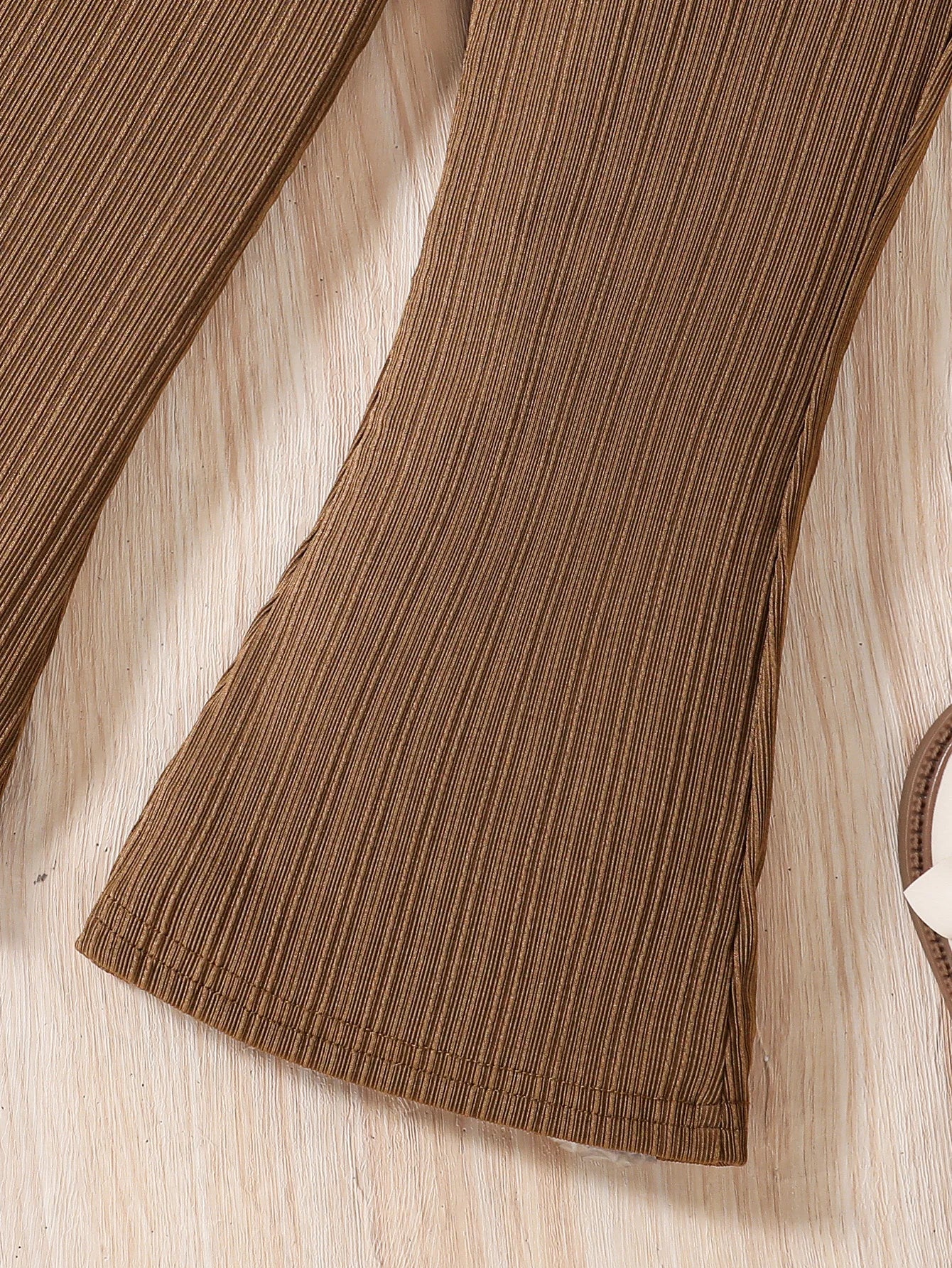 Autumn New Girl Cute Casual Elegant Set Ruffled Round Neck Long Sleeve Top+Solid Elastic Waist Loose Casual Trousers Suit