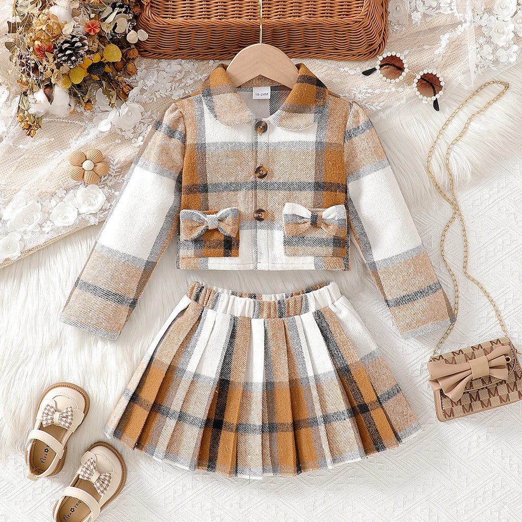 2025 New Striped Long-Sleeved Top and Striped Skirt College-Style Versatile Two-Piece Set