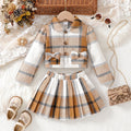2025 New Striped Long-Sleeved Top and Striped Skirt College-Style Versatile Two-Piece Set