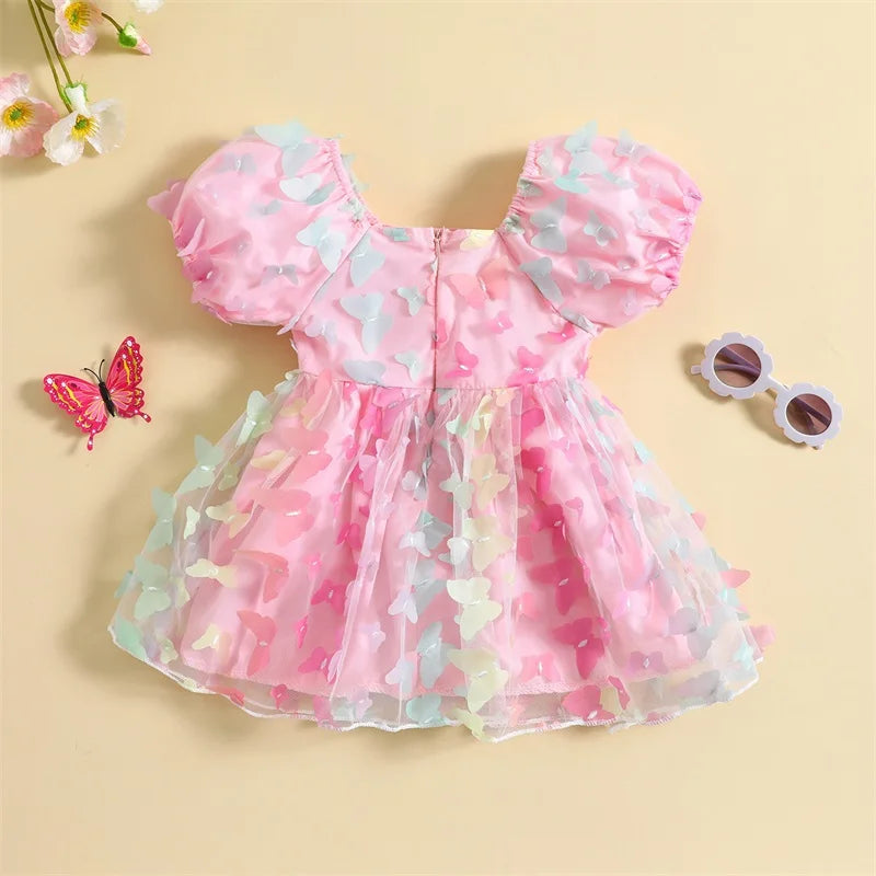 Kidsclick Baby Girl Butterfly Tulle Princess Dress – Puff Sleeve Summer Party Dress