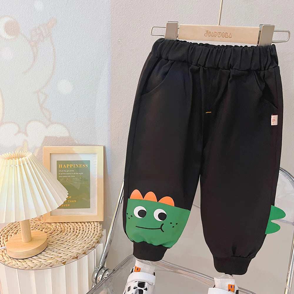 Kidsclick Kids’ Cartoon T-Shirt & Pants Set – Spring/Autumn 2-Piece Casual Outfit (Toddlers 1-5 Years)