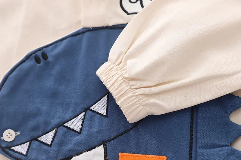 Kidsclick Boys’ Dinosaur Cotton Shirt & Jeans Set – Spring 2-Piece Casual Outfit (Ages 1-5 Years)