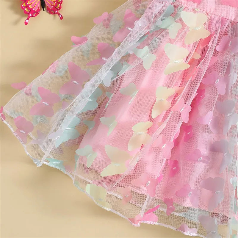 Kidsclick Baby Girl Butterfly Tulle Princess Dress – Puff Sleeve Summer Party Dress