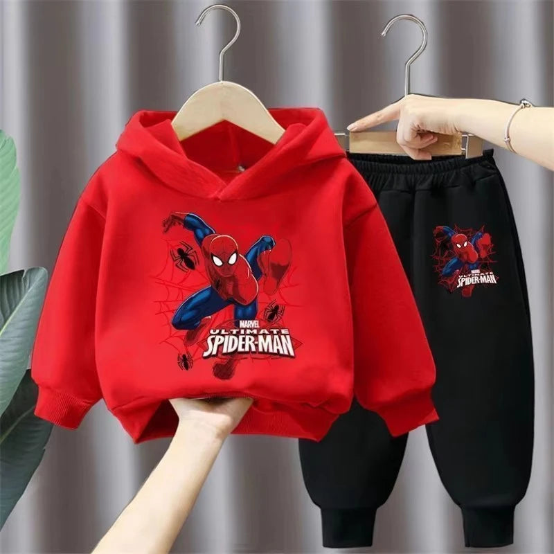 Marvel Spring Autumn Children's Clothing Sets Boys Cartoon Sweatshirt+Sweatpant 2pcs Kids Hooded Sport Pullover Set Tracksuit