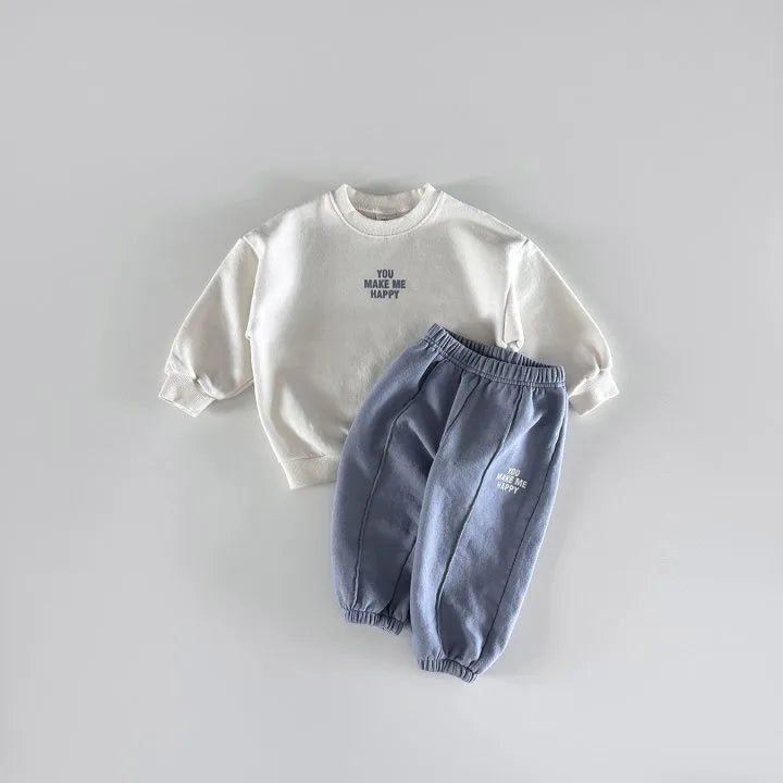 2025 Autumn Children Clothing Set Korean Boys Long Sleeve Sweater+Pants Suit Baby Girls Casual 2PCS Spring Tracksuit Leisure Set