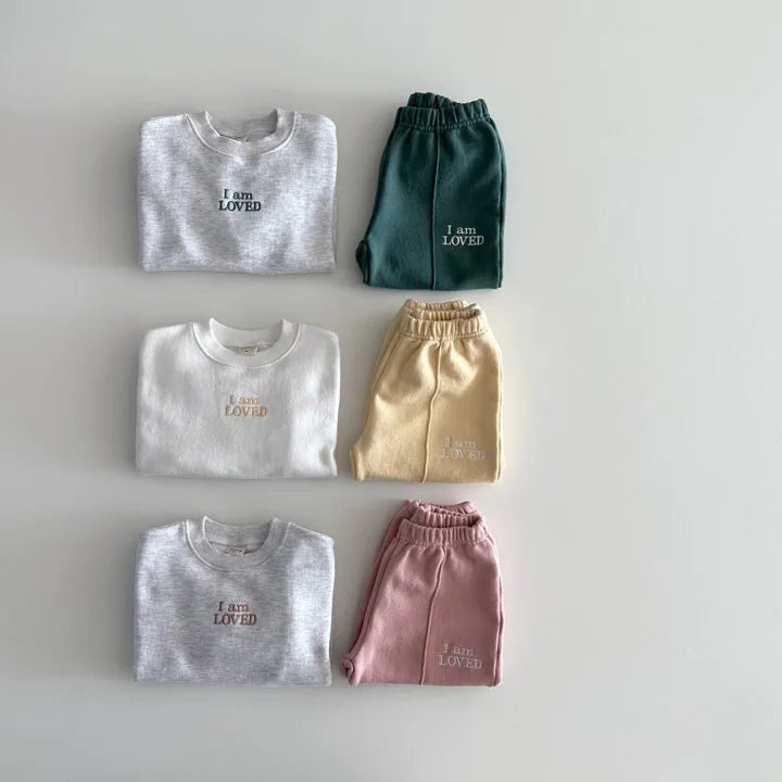 Kidsclick Kids’ Solid Color Embroidered Hoodie & Pants Set – 2-Piece Casual Outfit (Ages 0-5 Years, Unisex)