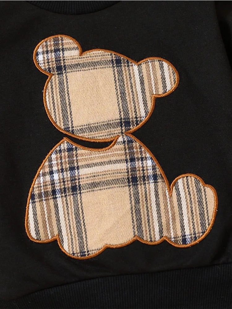 Spring Baby Girls Clothes Set Children Boy Cartoon Bear Printed Sweatshirts Pullover Top and Pants 2pcs Suit Children Tracksuits