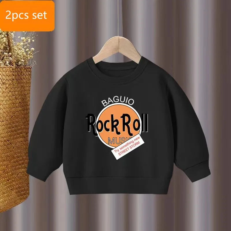 Autumn Baby Girls Clothes Set Letter Printed Pullover Sweatshirts Top And Pants Bottom 2 Pieces Suit Kid Children Boy Tracksuits