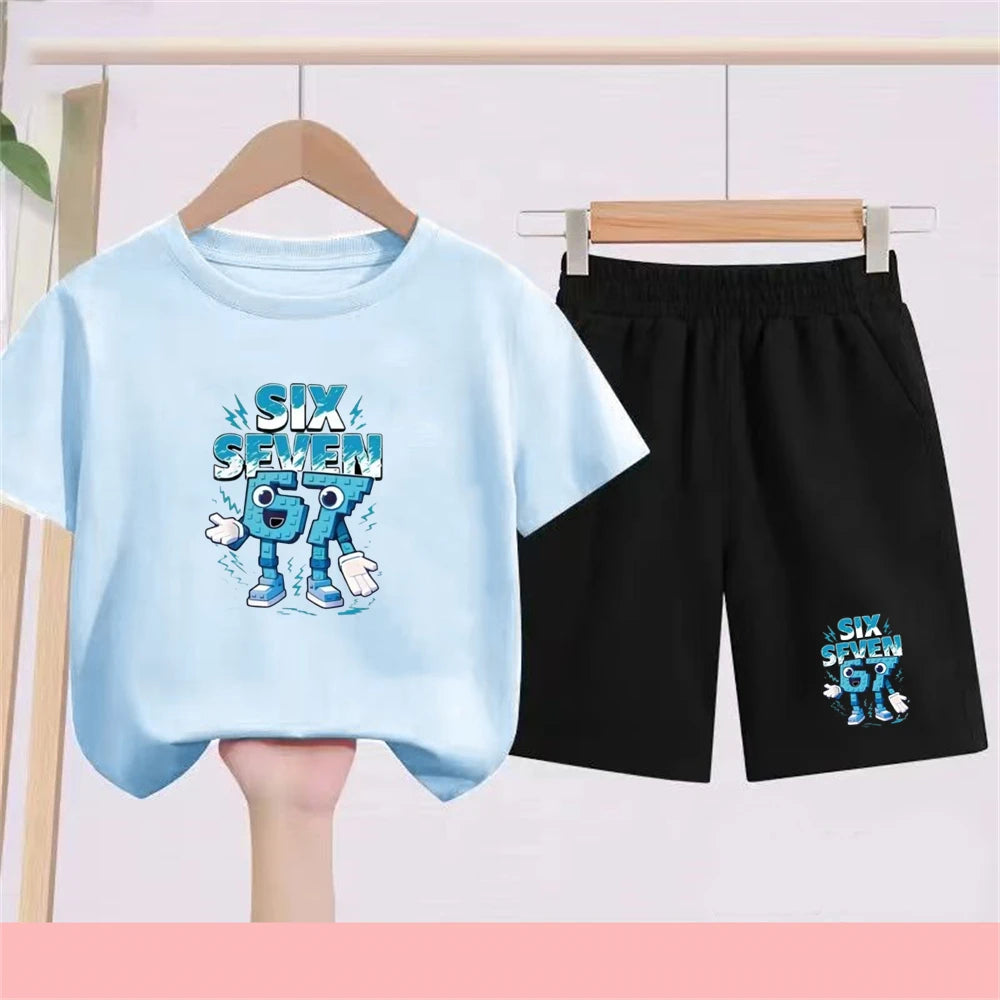 Kidsclick Kids’ Black 2-Piece Sports T-Shirt & Shorts Set – Summer Casual Outfit (Boys & Girls)