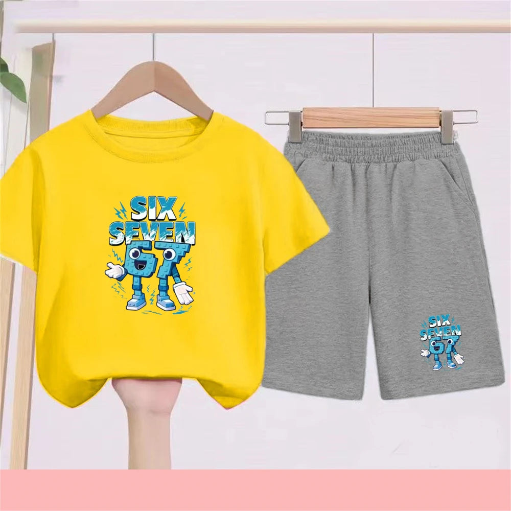 Kidsclick Kids’ Black 2-Piece Sports T-Shirt & Shorts Set – Summer Casual Outfit (Boys & Girls)