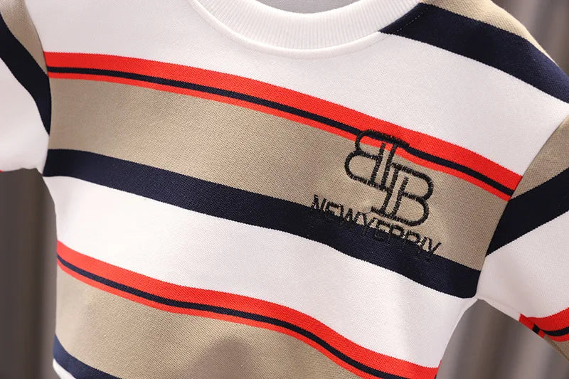 Kidsclick Toddler Boys’ 12-18 Months Christmas Two-Piece Outfit – Striped Long Sleeve Shirt & Pants Set