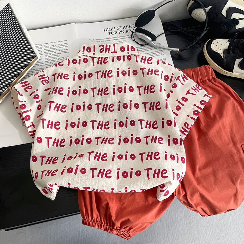 Kidsclick Kids’ Letter Print T-Shirt & Shorts Set – Summer 2-Piece Outfit (Ages 1-5 Years)