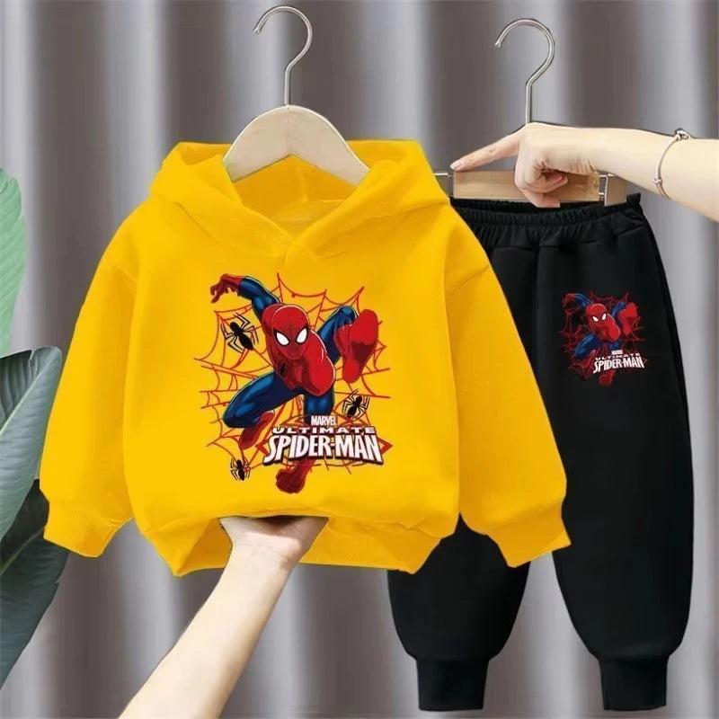 Marvel Spring Autumn Children's Clothing Sets Boys Cartoon Sweatshirt+Sweatpant 2pcs Kids Hooded Sport Pullover Set Tracksuit
