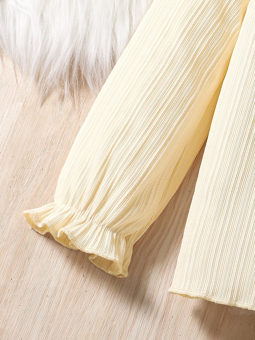 Autumn New Girl Cute Casual Elegant Set Ruffled Round Neck Long Sleeve Top+Solid Elastic Waist Loose Casual Trousers Suit