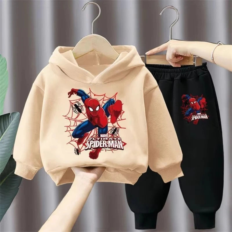 Marvel Spring Autumn Children's Clothing Sets Boys Cartoon Sweatshirt+Sweatpant 2pcs Kids Hooded Sport Pullover Set Tracksuit
