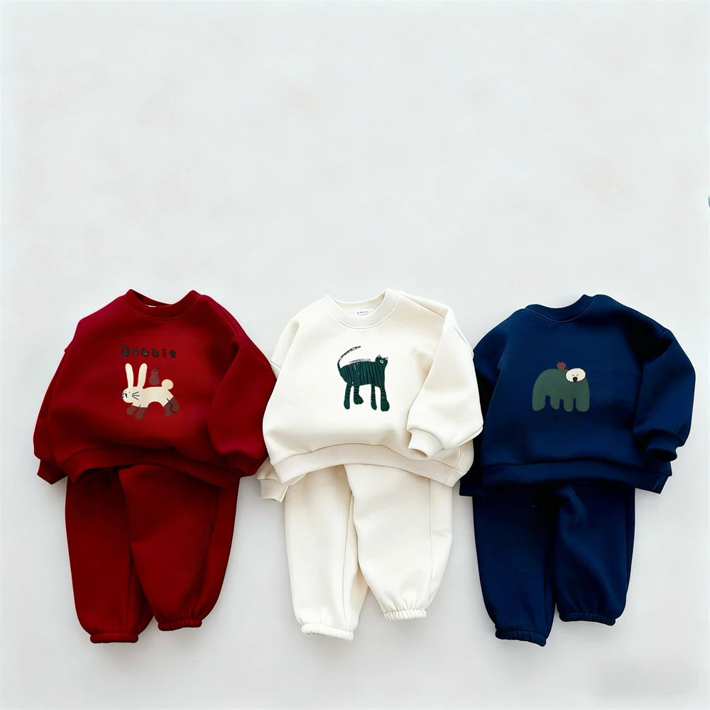 Baby Clothing Set 2Piece/Set Outer Wear Autumn Wear Long-sleeved Sweatshirt+Pants Boys Girls Lovely Hoodie Sweatpants Outfit